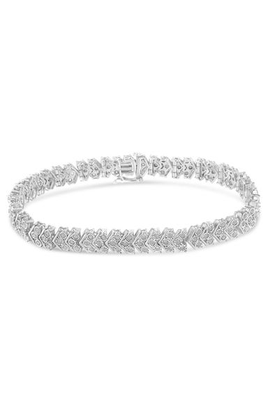 2.0 Cttw Diamond Miracle-Set Nested Chevron Link 7" Tennis Bracelet